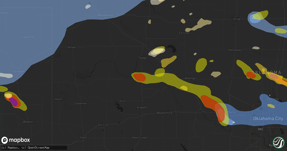 Hail map in Putnam, OK on June 26, 2026