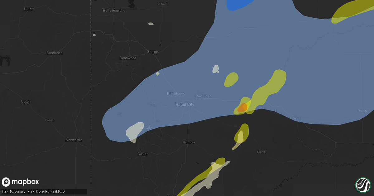 Hail map in Rapid City, SD on June 26, 2026