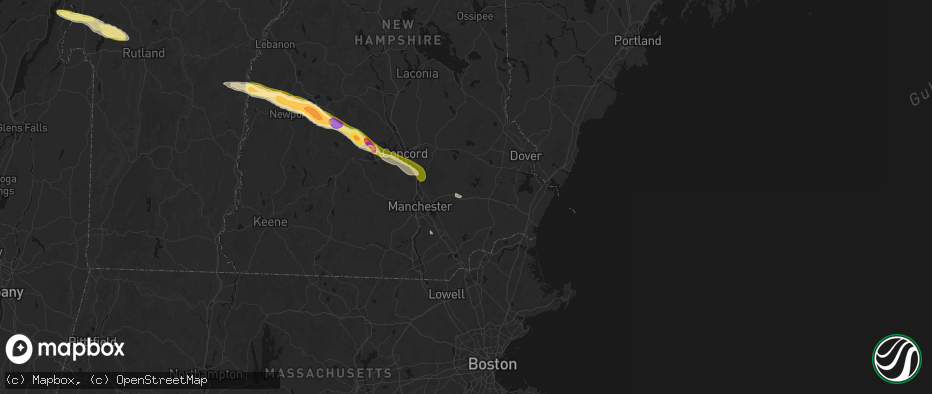Hail map in Raymond, NH on June 26, 2026