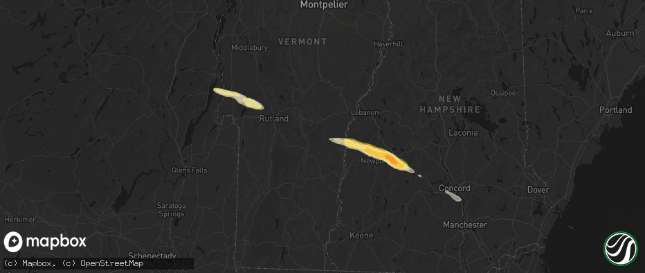 Hail map in Reading, VT on June 26, 2026