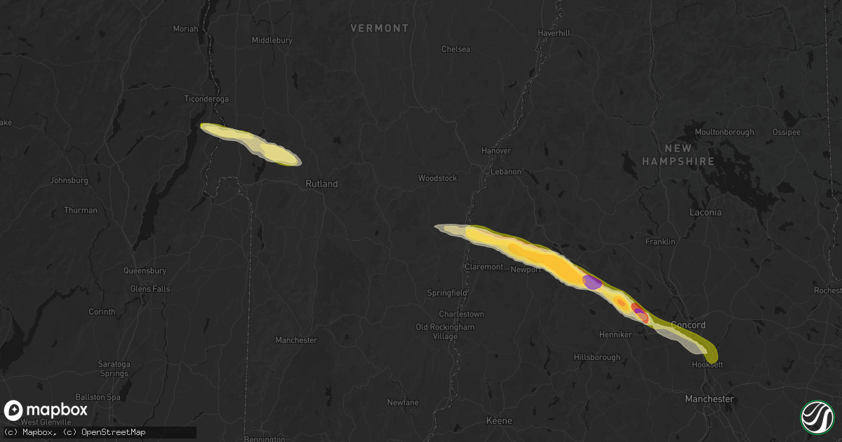 Hail map in Reading, VT on June 26, 2026