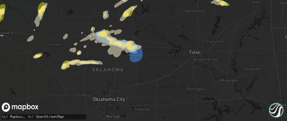 Hail map in Ripley, OK on June 26, 2026