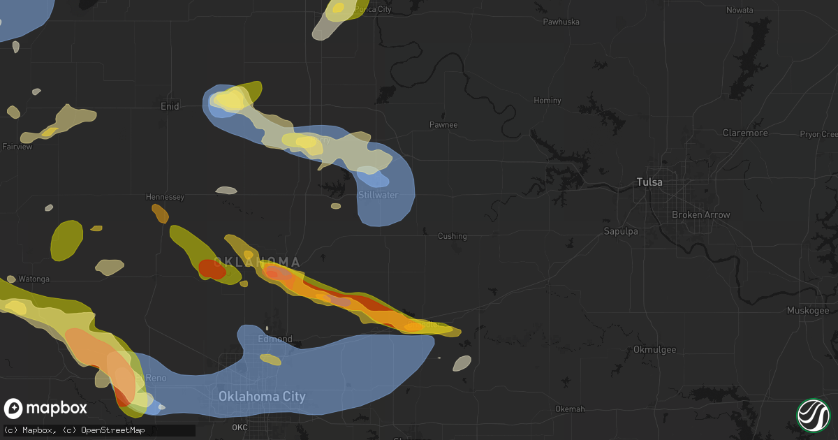 Hail map in Ripley, OK on June 26, 2026