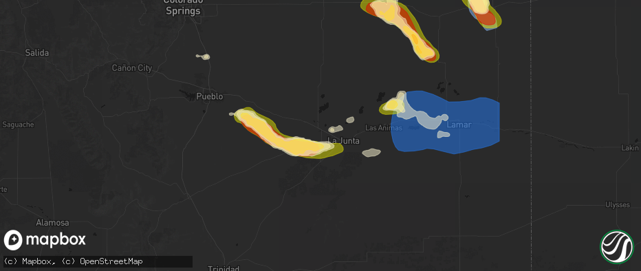 Hail map in Rocky Ford, CO on June 26, 2026