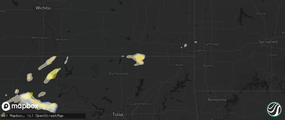 Hail map in S Coffeyville, OK on June 26, 2026