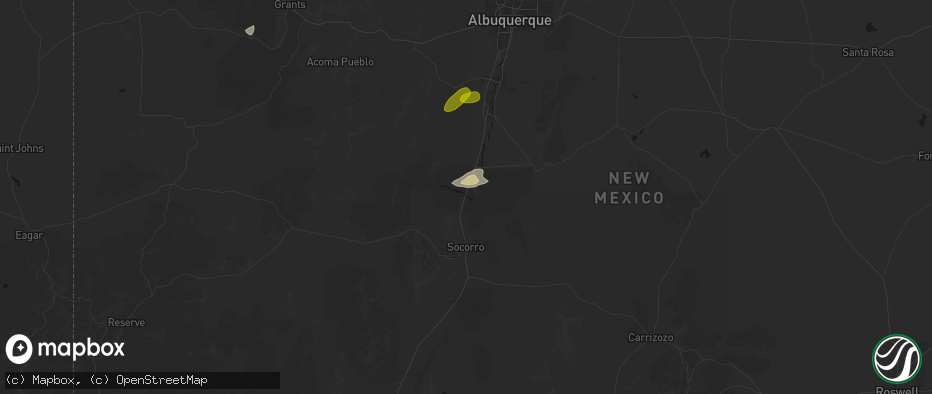 Hail map in San Acacia, NM on June 26, 2026