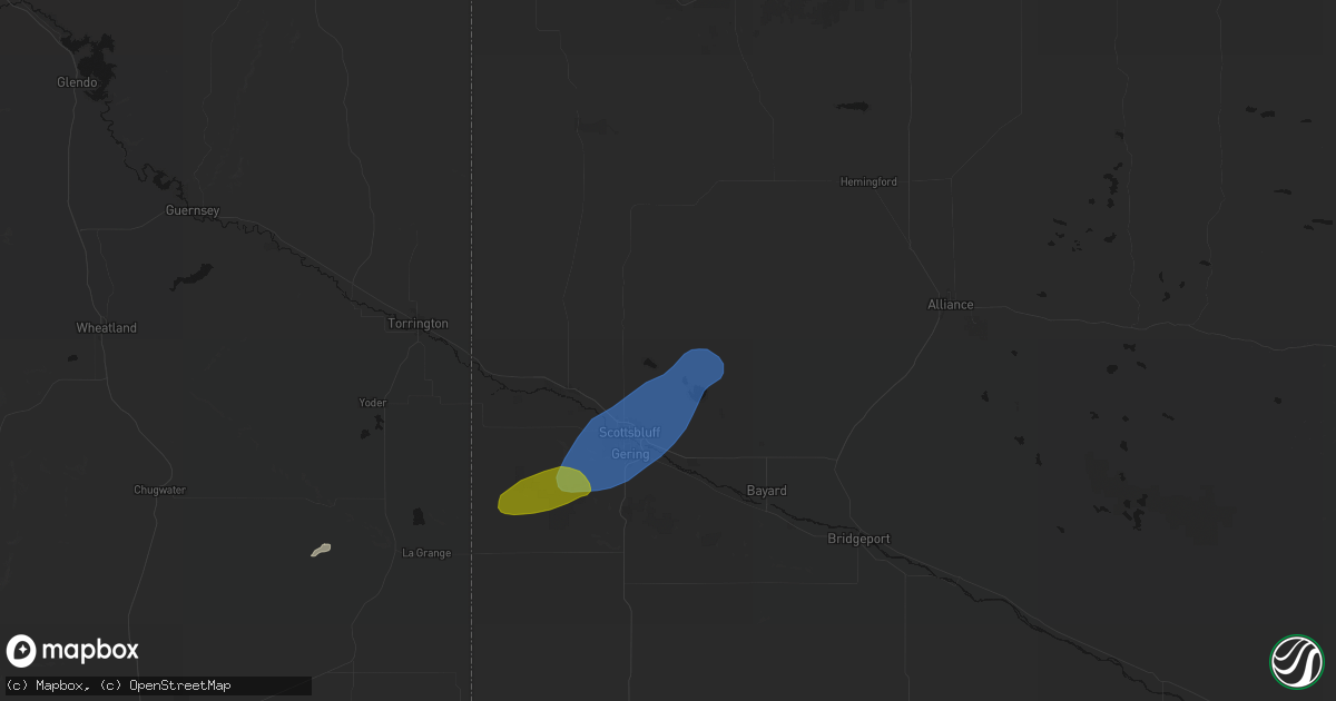 Hail map in Scottsbluff, NE on June 26, 2026