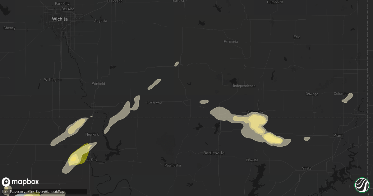 Hail map in Sedan, KS on June 26, 2026