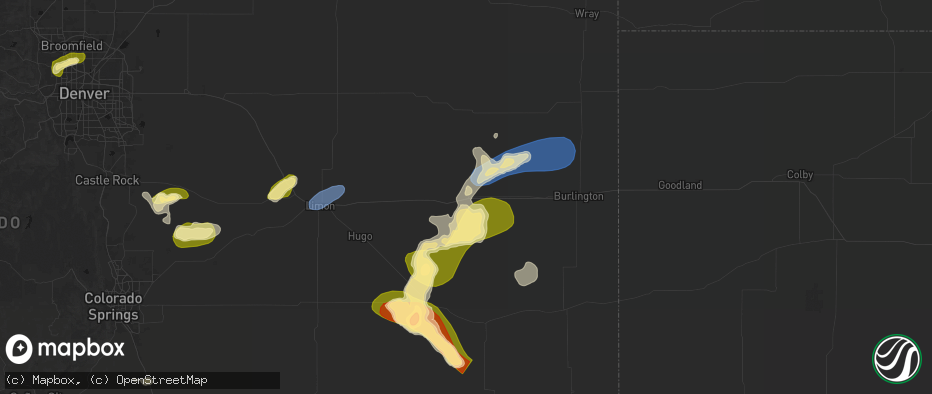 Hail map in Seibert, CO on June 26, 2026