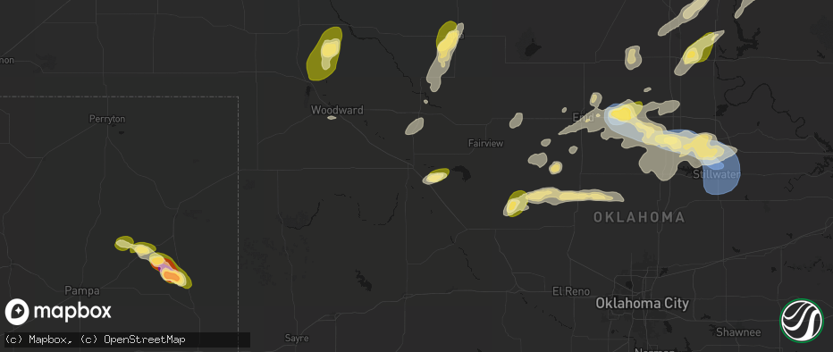 Hail map in Seiling, OK on June 26, 2026
