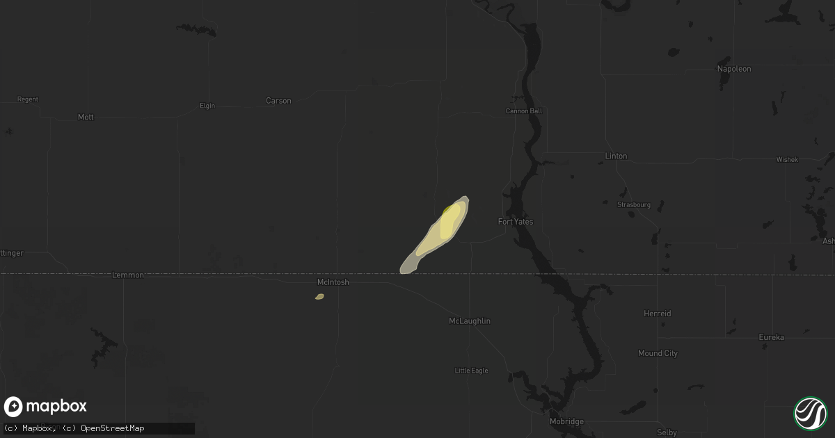 Hail map in Selfridge, ND on June 26, 2026