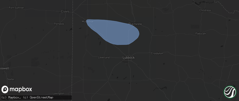 Hail map in Shallowater, TX on June 26, 2026