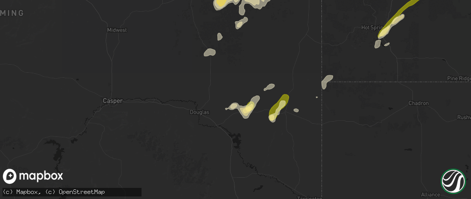 Hail map in Shawnee, WY on June 26, 2026