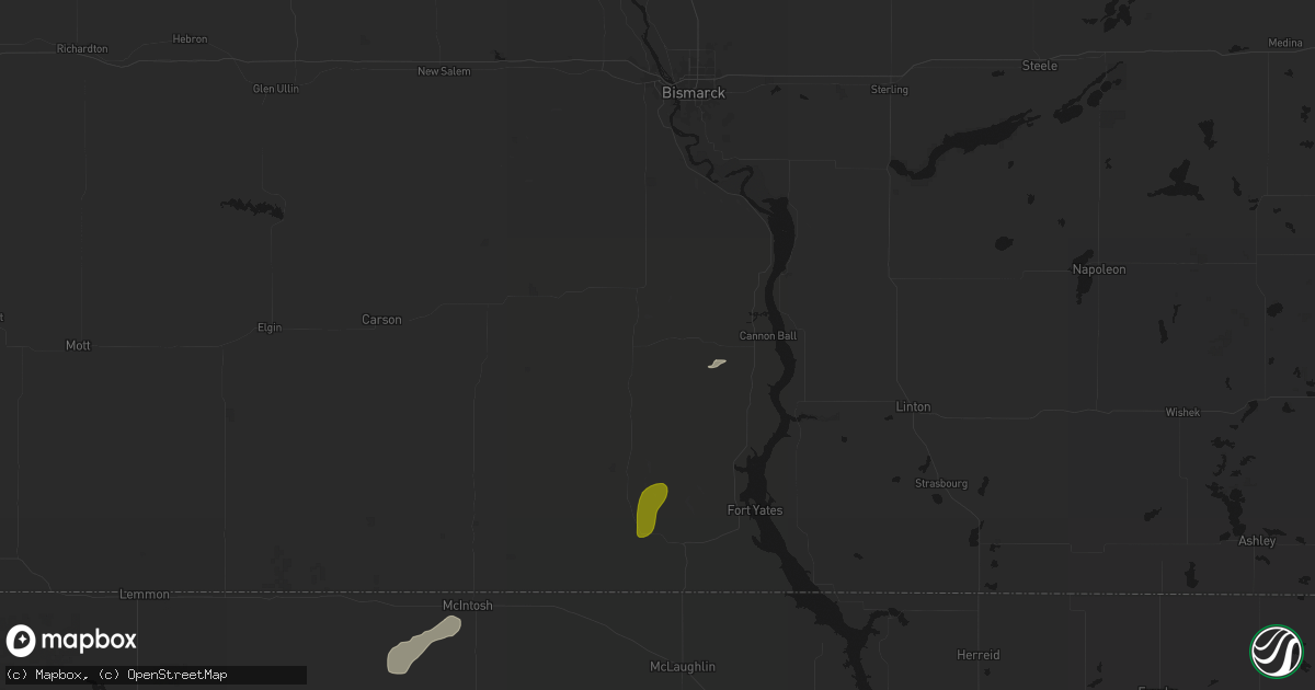 Hail map in Solen, ND on June 26, 2026