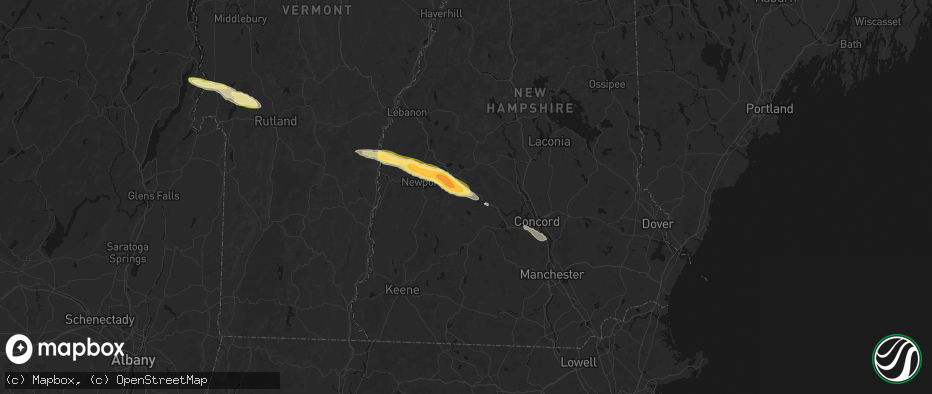 Hail map in South Sutton, NH on June 26, 2026