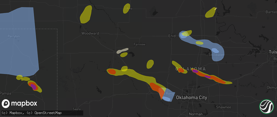 Hail map in Southard, OK on June 26, 2026