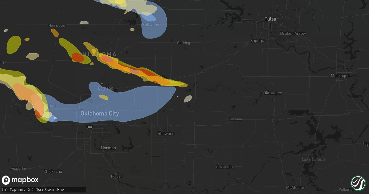 Hail map in Sparks, OK on June 26, 2026