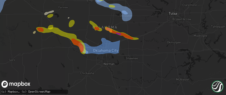 Hail map in Spencer, OK on June 26, 2026
