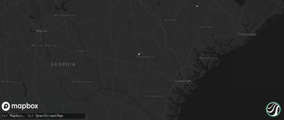 Hail map in Statesboro, GA on June 26, 2026