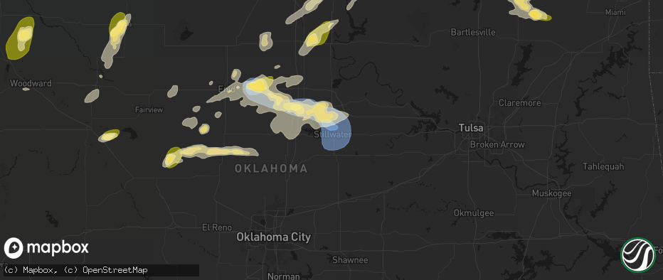 Hail map in Stillwater, OK on June 26, 2026