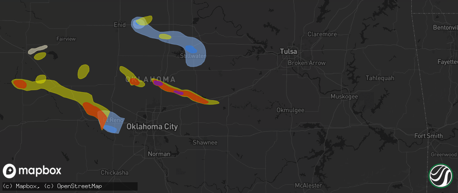 Hail map in Stroud, OK on June 26, 2026