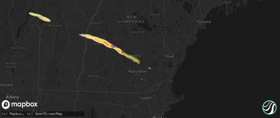 Hail map in Suncook, NH on June 26, 2026
