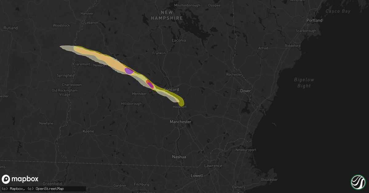Hail map in Suncook, NH on June 26, 2026