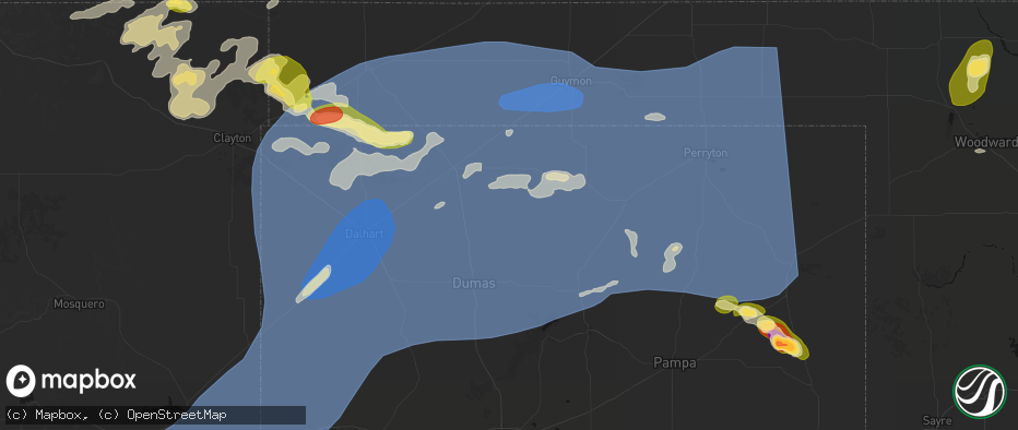 Hail map in Sunray, TX on June 26, 2026