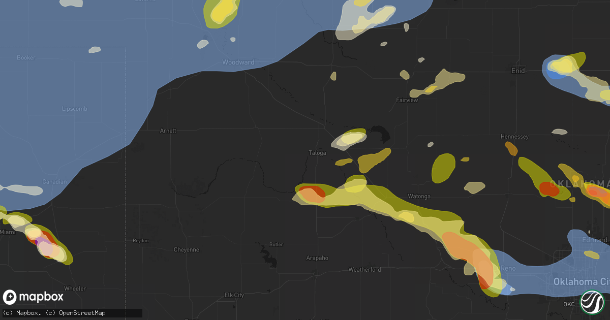 Hail map in Taloga, OK on June 26, 2026