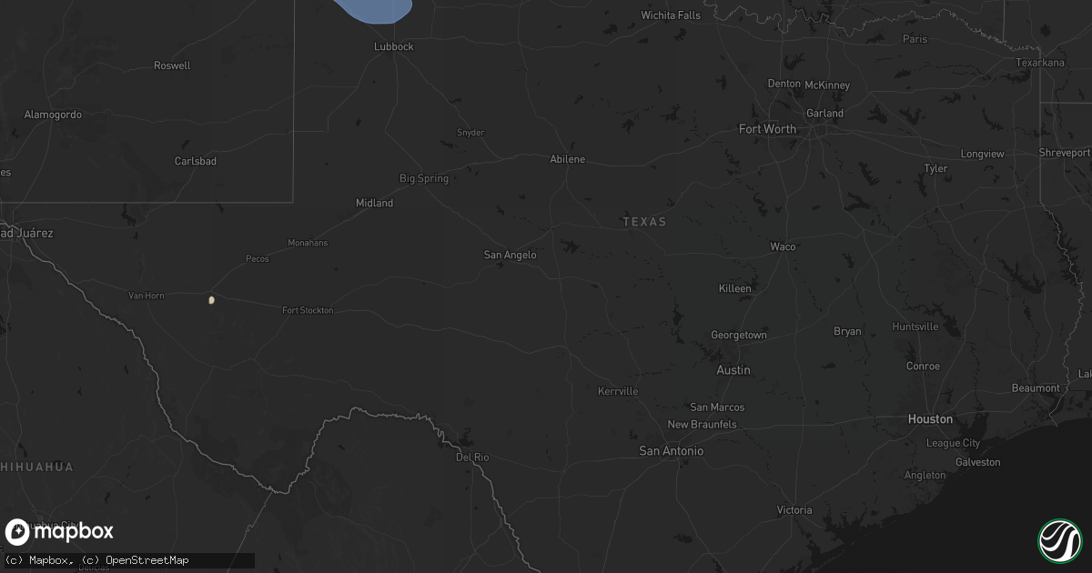 Hail map in Texas on June 26, 2026