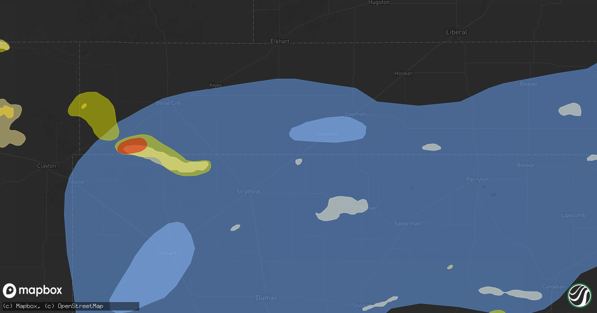 Hail map in Texhoma, TX on June 26, 2026