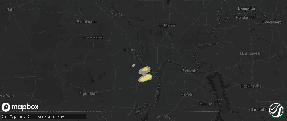 Hail map in Thebes, IL on June 26, 2026