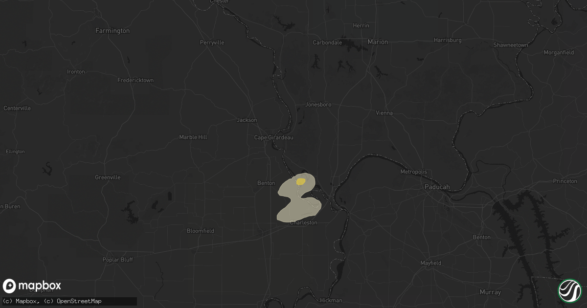 Hail map in Thebes, IL on June 26, 2026