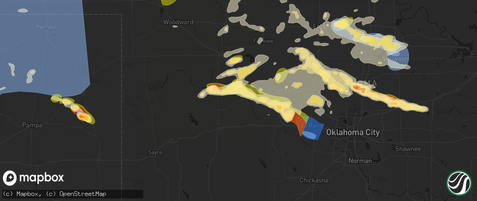Hail map in Thomas, OK on June 26, 2026
