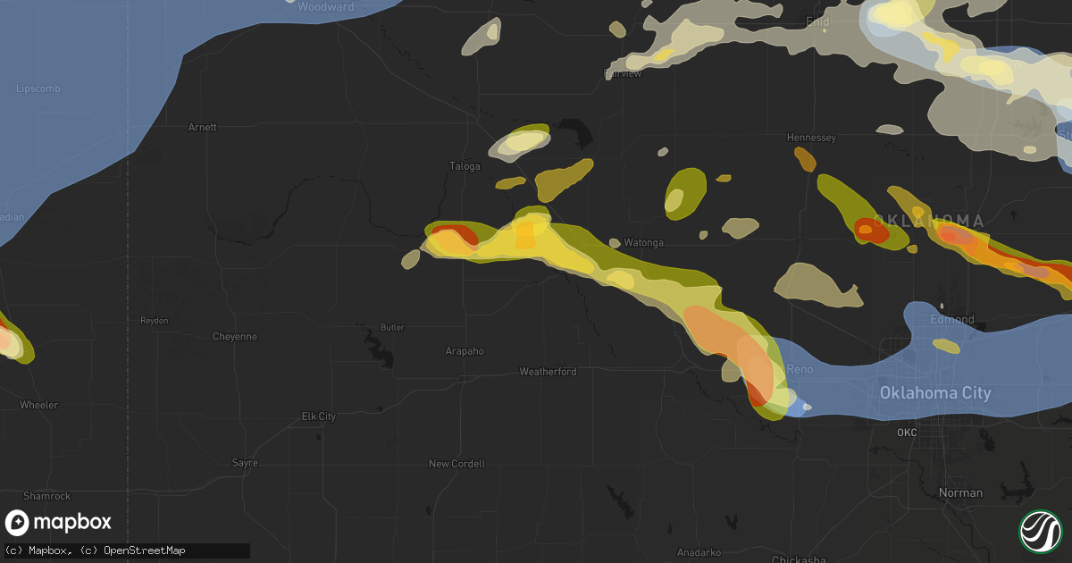 Hail map in Thomas, OK on June 26, 2026