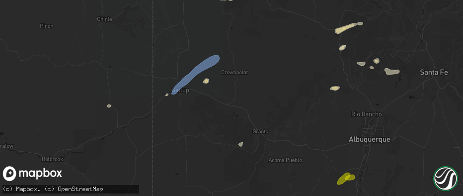 Hail map in Thoreau, NM on June 26, 2026