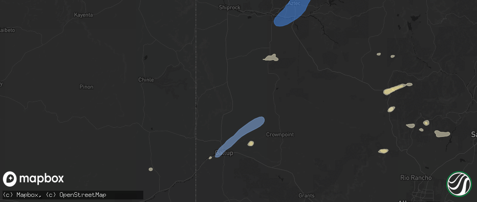 Hail map in Tohatchi, NM on June 26, 2026