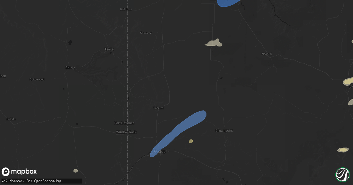 Hail map in Tohatchi, NM on June 26, 2026
