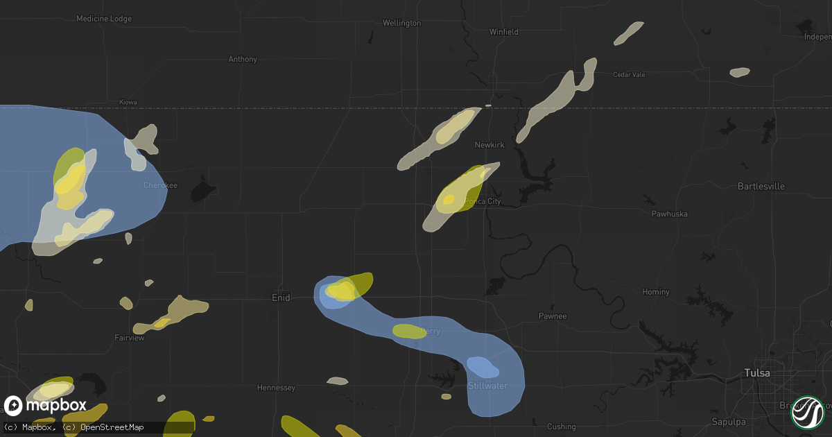 Hail map in Tonkawa, OK on June 26, 2026
