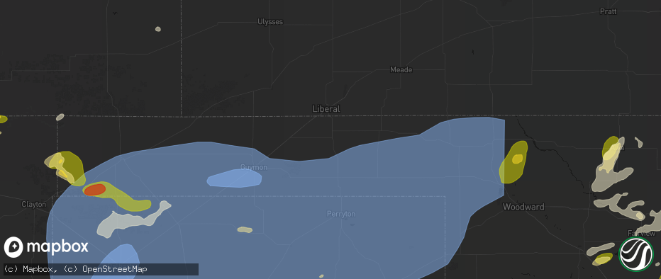 Hail map in Turpin, OK on June 26, 2026