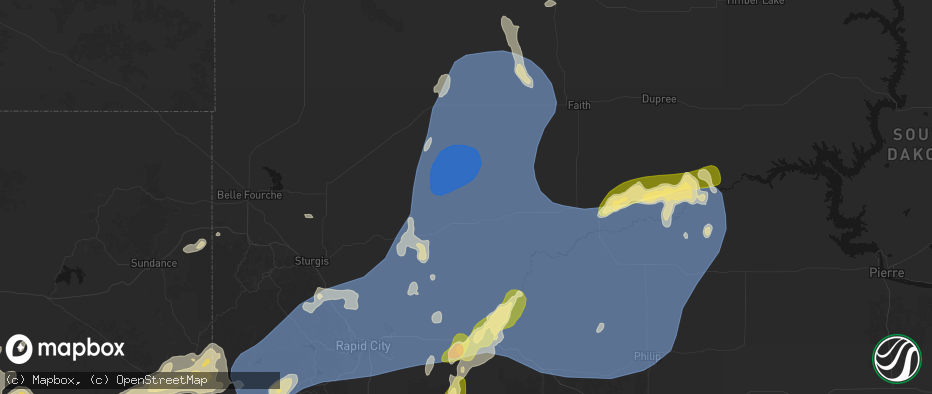 Hail map in Union Center, SD on June 26, 2026