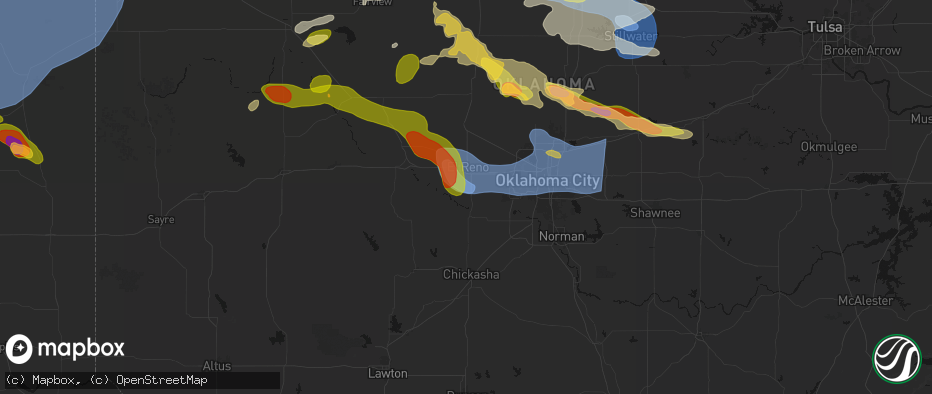 Hail map in Union City, OK on June 26, 2026