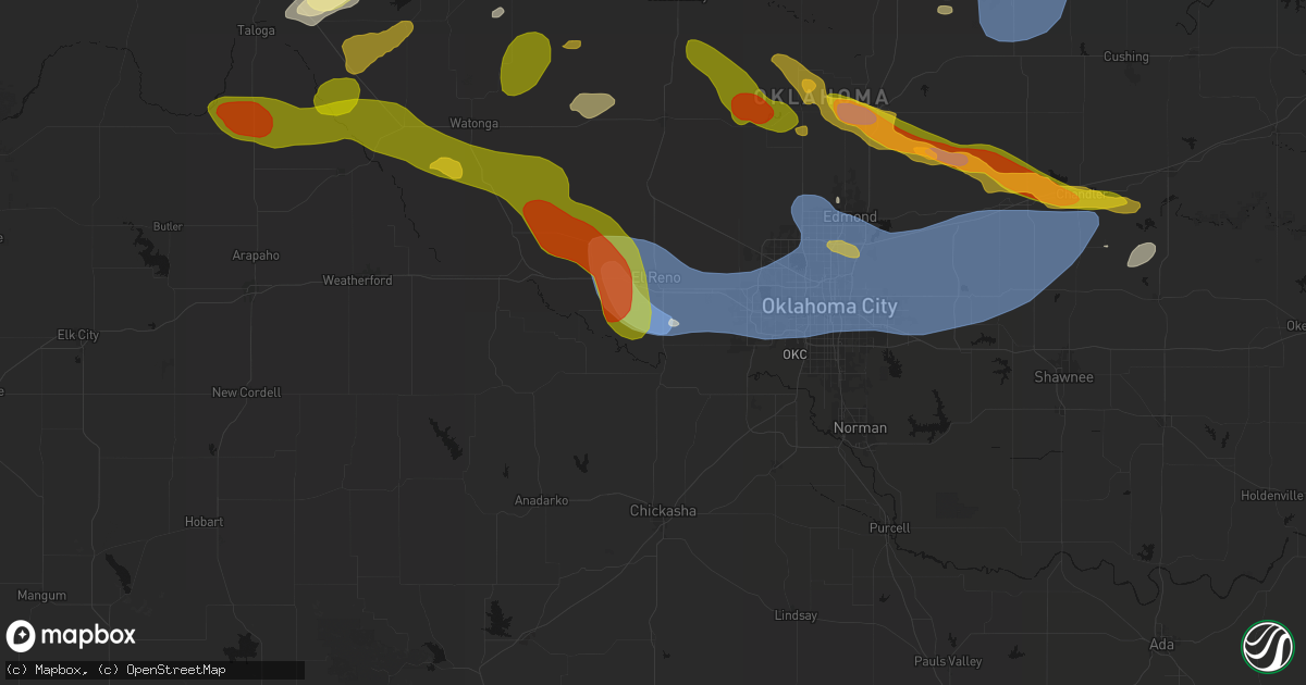 Hail map in Union City, OK on June 26, 2026