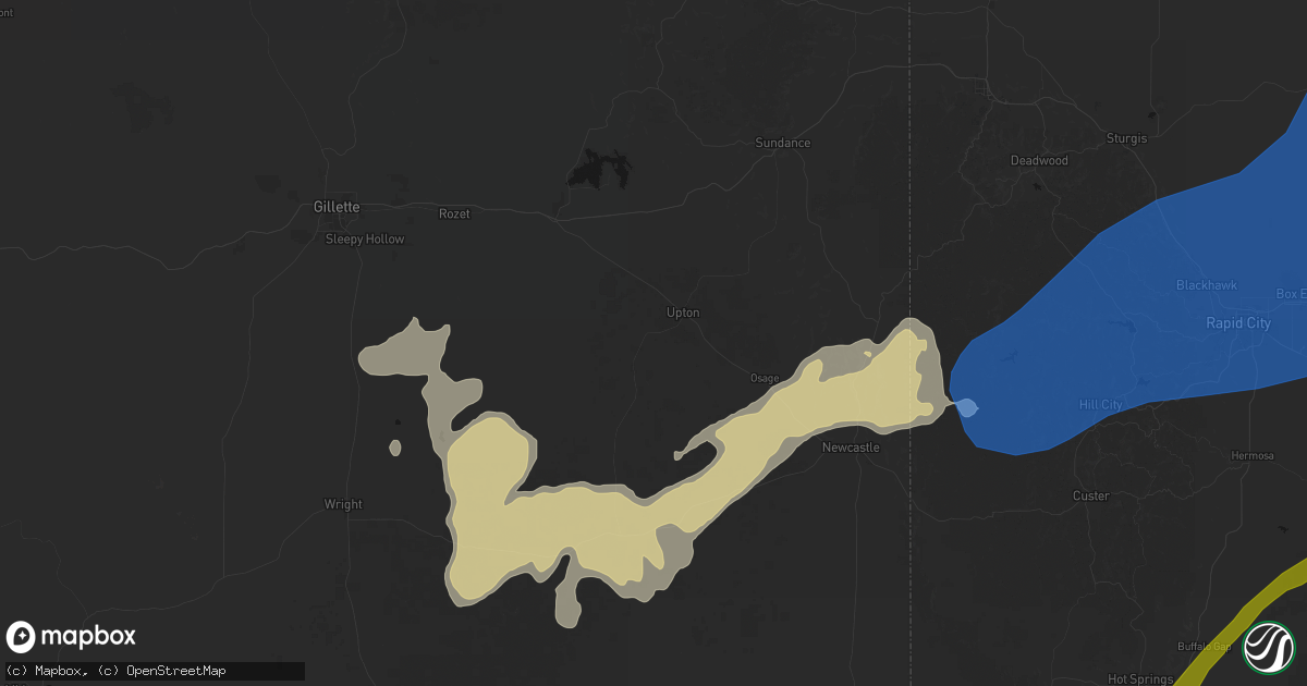 Hail map in Upton, WY on June 26, 2026