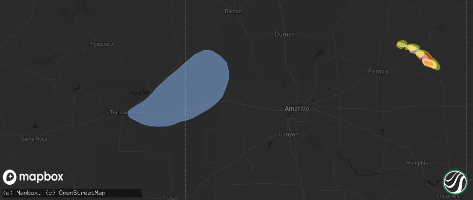 Hail map in Vega, TX on June 26, 2026