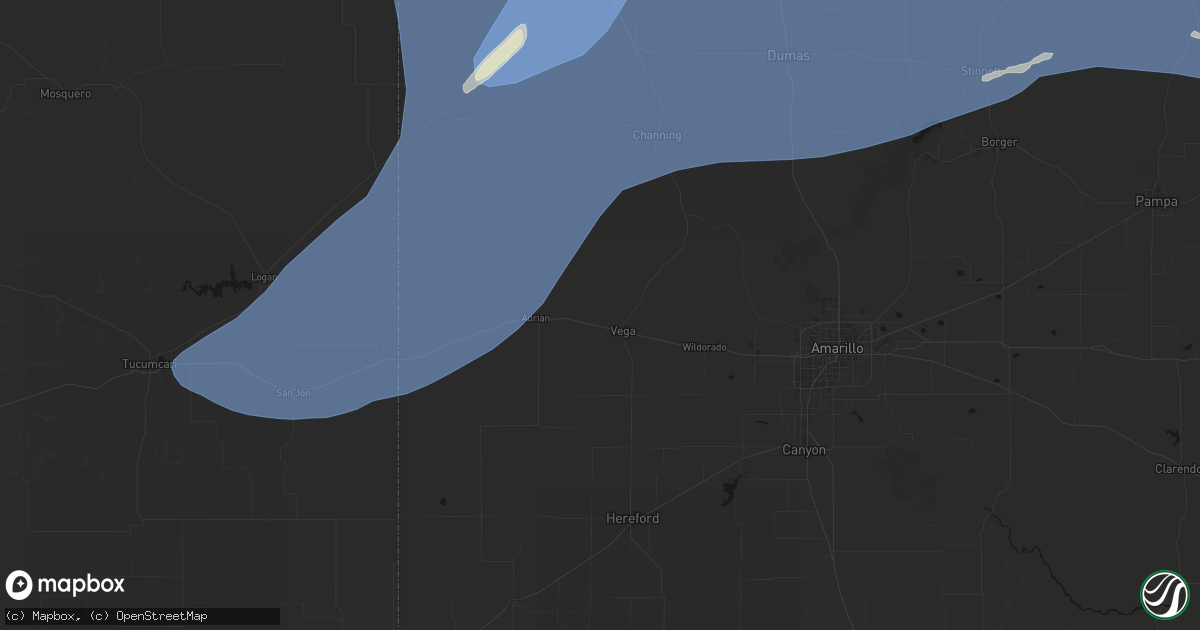 Hail map in Vega, TX on June 26, 2026