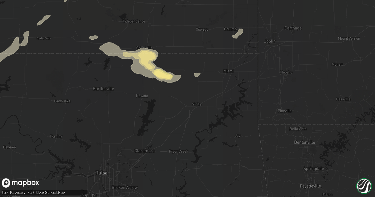 Hail map in Vinita, OK on June 26, 2026