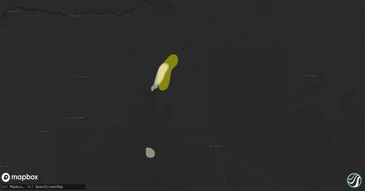 Hail map in Volborg, MT on June 26, 2026