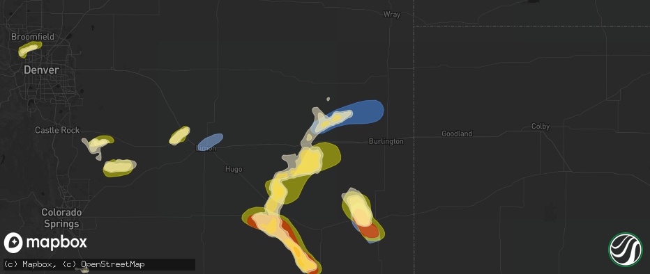 Hail map in Vona, CO on June 26, 2026