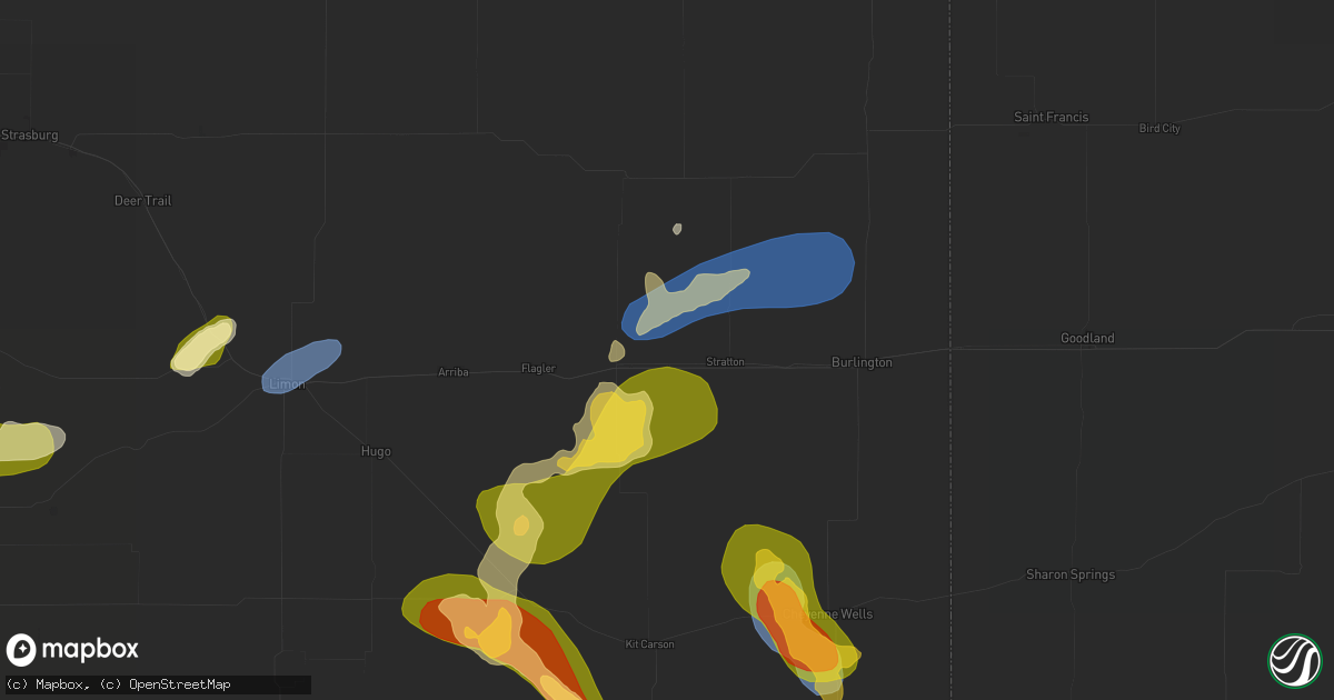 Hail map in Vona, CO on June 26, 2026